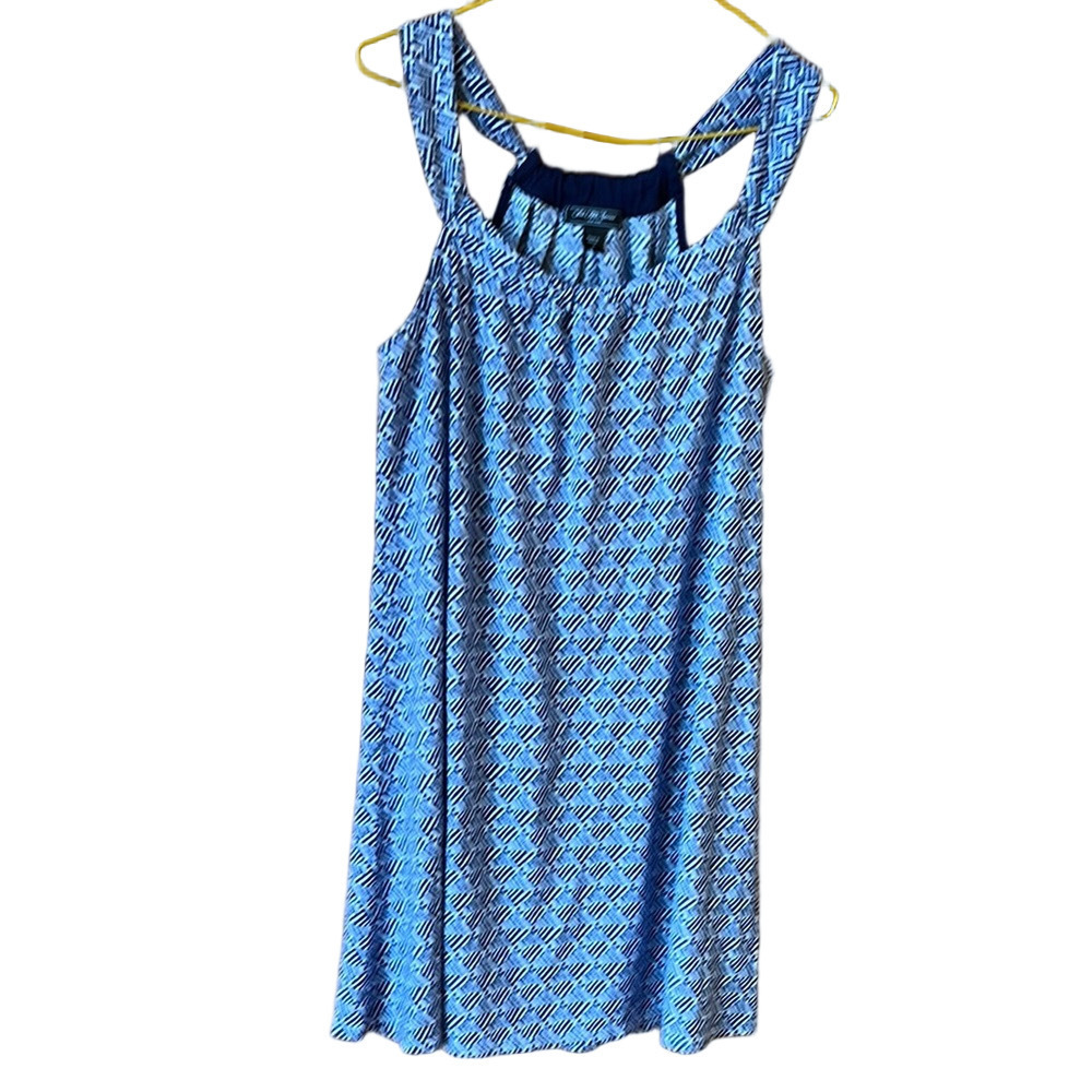 Saks Fifth Avenue Navy and White Geometric Dress - Size Small